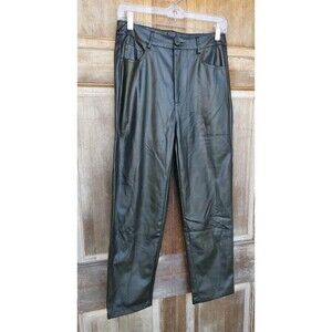 Shein | NWT Black Faux Leather Straight Leg Pants Size 6